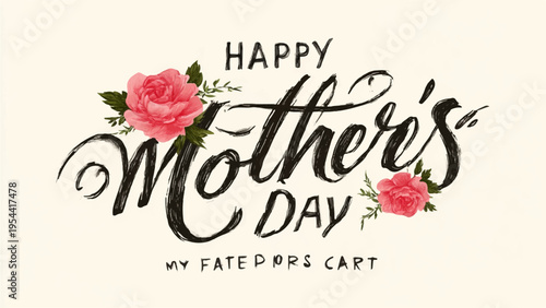Mother's Day greeting card vector illustration with flowers