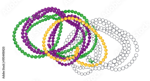 Mardi Gras Beads Purple Green Gold Yellow White Festive Celebration Party