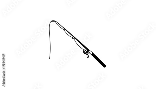 Fishing rod silhouette icon for outdoor and recreational activities