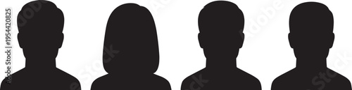 User avatar silhouette icons set with male and female profile placeholders default account pictures black shadow collection illustration