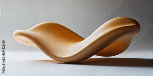 Minimal Wooden Wave Sculpture with Smooth Organic Curved Form