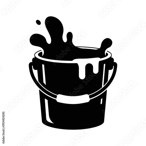 Paint Bucket Splash Overflow Silhouette Vector Illustration