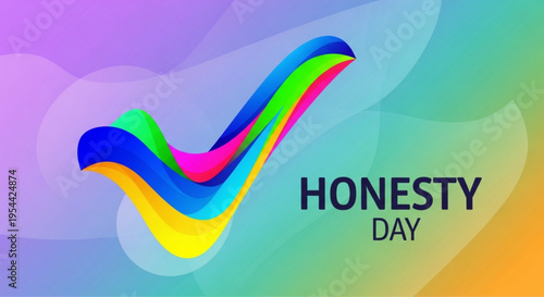 Vibrant rainbow checkmark on honesty day background with colorful gradient