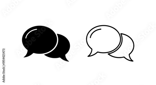 Two overlapping speech bubbles icon for chat and communication dialogue
