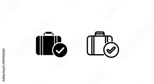 Baggage checked icon approved suitcase travel vector graphic symbol design