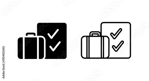 Travel documents approved itinerary checkmarks suitcase vector icon design