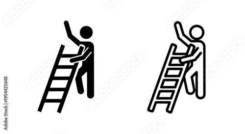 Person climbing ladder icon vector for success and career growth