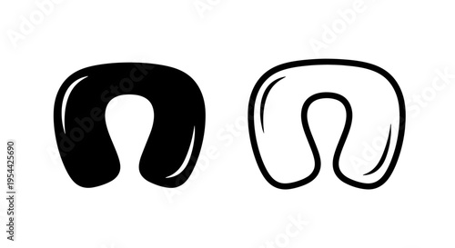 Simple u-shaped travel neck pillow icon for comfort rest with well being