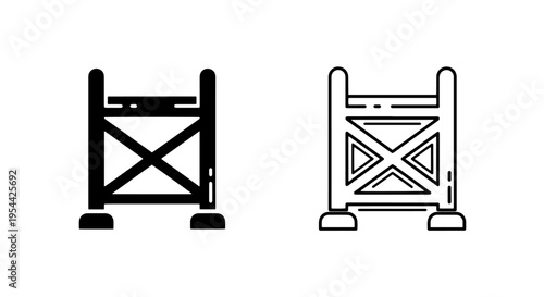 Construction scaffolding barrier icon for worksite safety build