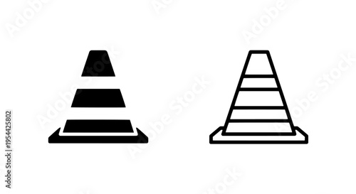 Traffic cone icon set. construction warning symbol illustration