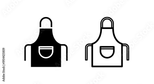 Apron icon set with pocket. kitchen chef uniform symbol
