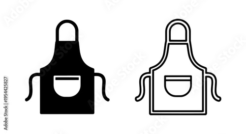 Apron icon set with pocket. kitchen chef uniform symbol