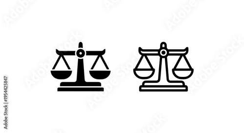 Balance scale icon set. justice law measurement symbol