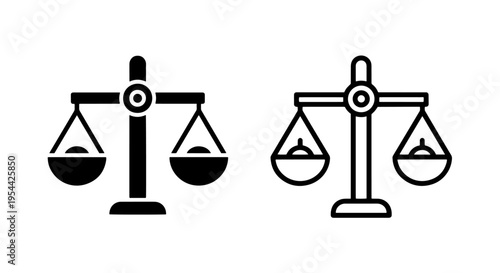 Balance scale icon set. justice law measurement symbol