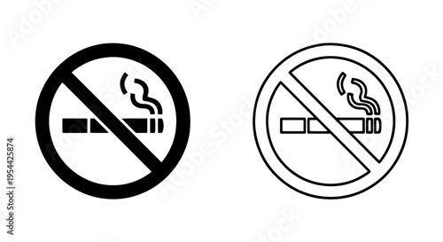 No smoking sign icon vector black and white warning graphic element