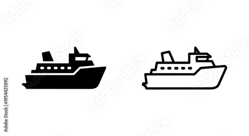 Cruise ship vessel icon vector for travel and ocean transportation design