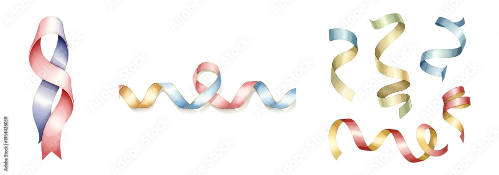 Obraz premium A colorful set of ribbons on transparent background