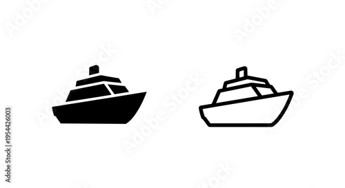 Cruise ship icon set. modern minimalist vessel symbol for travel and navigation
