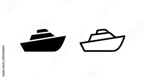 Speedboat fast motor boat icon for water sports and summer recreation