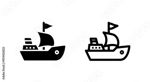 Fishing boat icon set. nautical vessel symbol for maritime transport and ocean