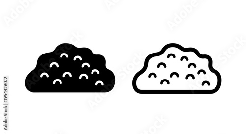 Minimalist pile icon set: solid black and outline graphic elements