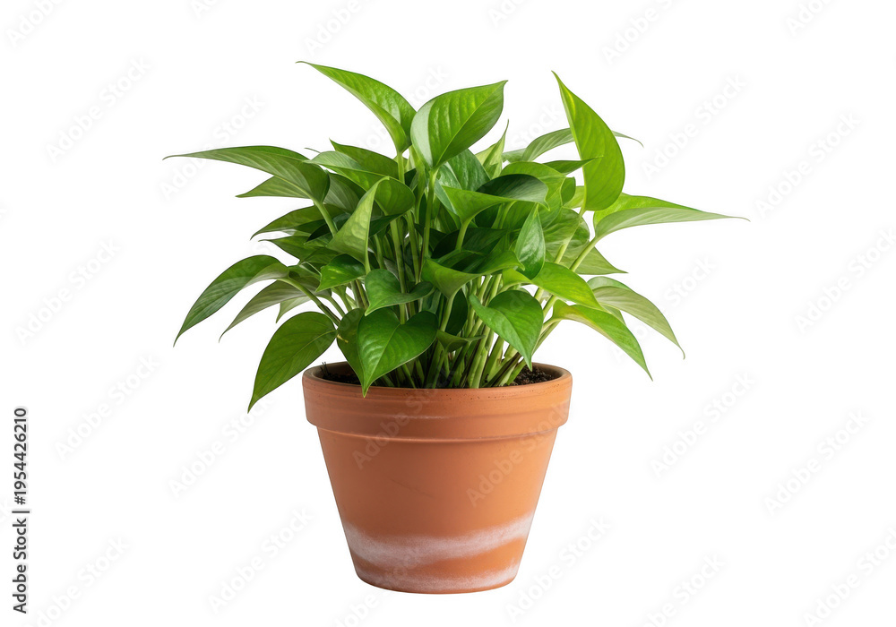Fototapeta premium Green plant in a terracotta pot isolated on transparent background