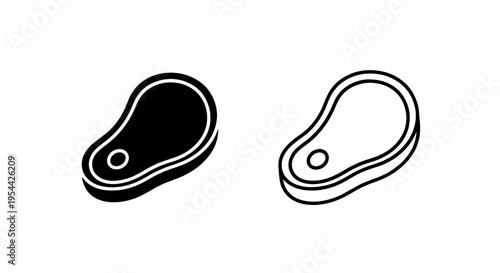 Minimalist steak outline icon for restaurant menu and culinary design