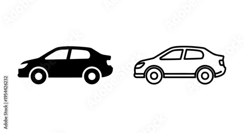 Modern sedan car icon for transport, travel, and automotive industry