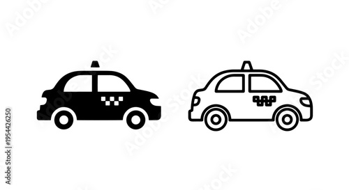 Classic taxi cab icon for city navigation and commercial ride services