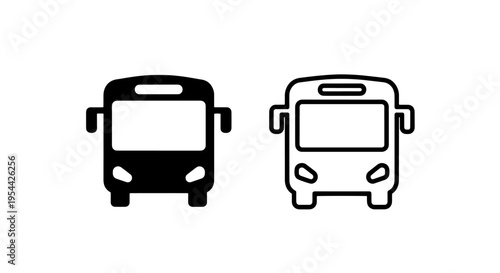 Front view city bus icon for public transit and urban mobility graphics