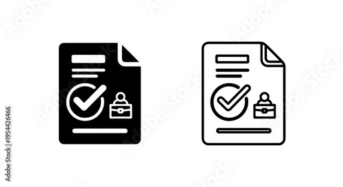 Business document and candidate profile icons for job recruitment