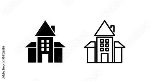 Mansion house building icon set for real estate and home architecture