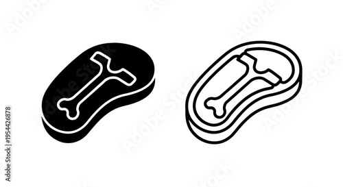 Raw t-bone beef steak meat icon for butchery and grill menu