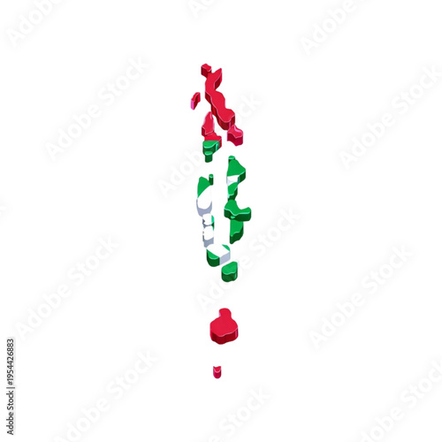 Maldives Map 3D Glass Icon Archipelago Flag Design