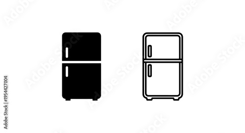Household refrigerator icons for kitchen and food cooling concept