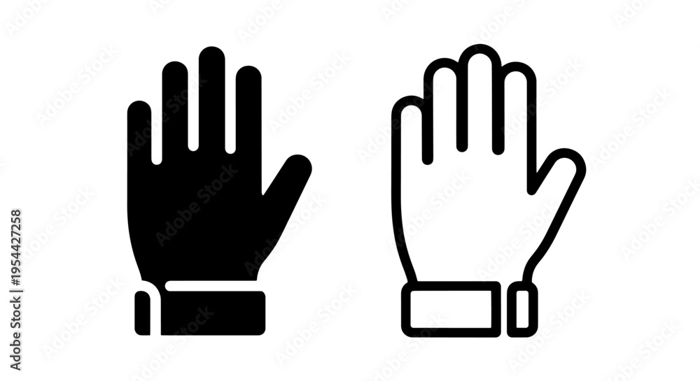 Obraz premium Work glove icon set for manual labor and construction safety equipment