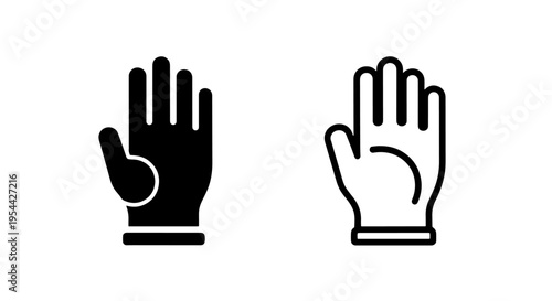 Protective work glove icon set for industrial safety and hand protection