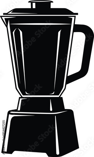 Kitchen blender illustration, household appliance, food processor, mixing jar, modern design, bold shading, cooking equipment vector, minimalist art, flavector