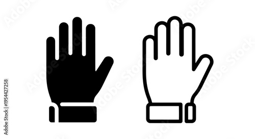 Work glove icon set for manual labor and construction safety equipment