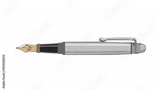Elegant vintage fountain pen vector illustration with ornate nib classic luxury writing instrument isolated