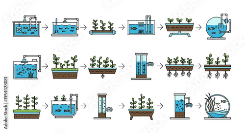 Hydroponic Vertical Farming Indoor Smart Agriculture Plant Growth System Vector Illustration