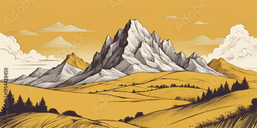 Snowy alpine mountain landscape under a bright winter sky