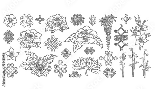 A flower icon set with celtic knot vector illustrations and designs