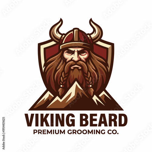 This image showcases a fierce Viking warrior in a helmet, emphasizing the spirit of adventure and rugged masculinity, perfect for premium grooming branding inspiration.