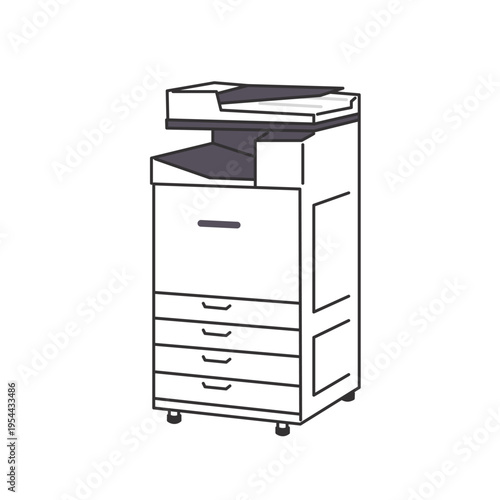 複合機（コピー・スキャン）のシンプルなイラスト素材