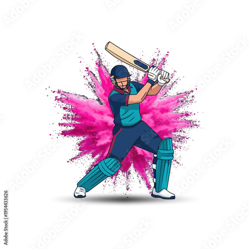 Dynamic vector illustration of a cricket batsman in action portrayed with the fluidity and vibrancy