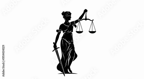 Justitia the goddess of justice holding scales and sword symbolizing law and order justice concept