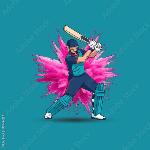 Dynamic vector illustration of a cricket batsman in action portrayed with the fluidity and vibrancy