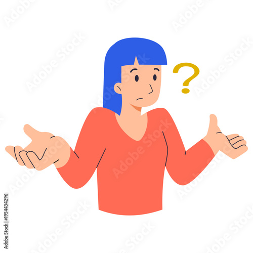 Confused Thoughtful Character Thinking Deeply with Question Mark Seeking Answers and Solving Complex Problems in Flat Cartoon Vector Illustration Style for Business Education and Psychology Concepts