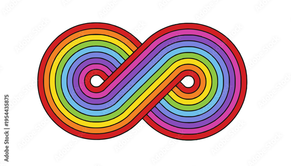 Obraz premium A colorful rainbow infinity symbol illustration on a white background